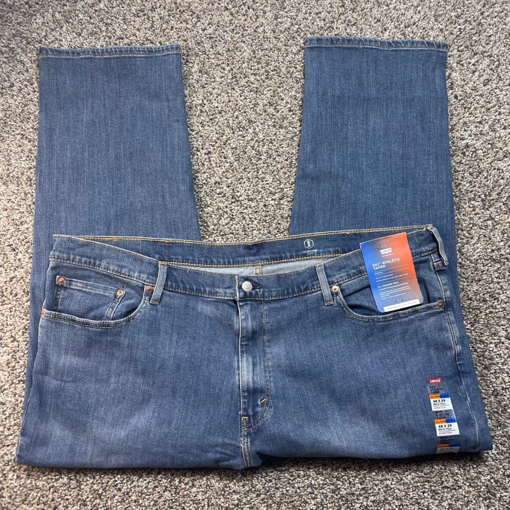 Levi's 541 Athletic Taper Jeans Men's 48x29 Blue Stretch Water Less Big & Tall